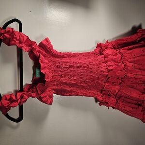 Waimari Womens' Red Ruffled Dress